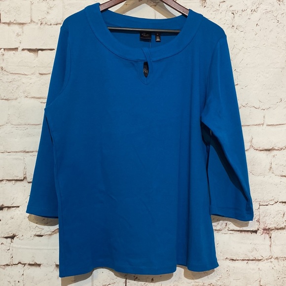 🆕Rafaella Keyhole Cotton Tee, Size 2X - Picture 1 of 6